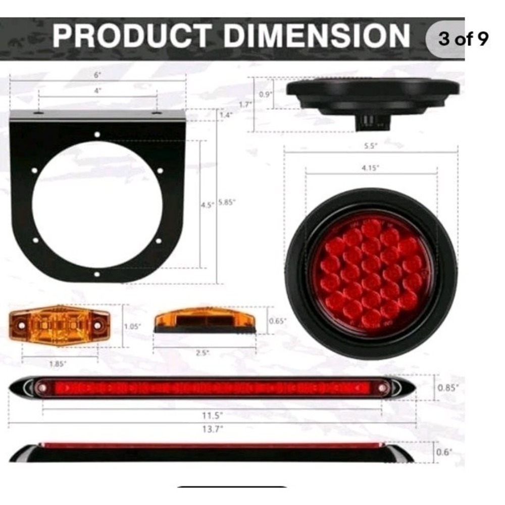 4 inch Round LED Trailer Light Kit with Mounting Brackets Boat Horse Utility - Picture 6 of 8